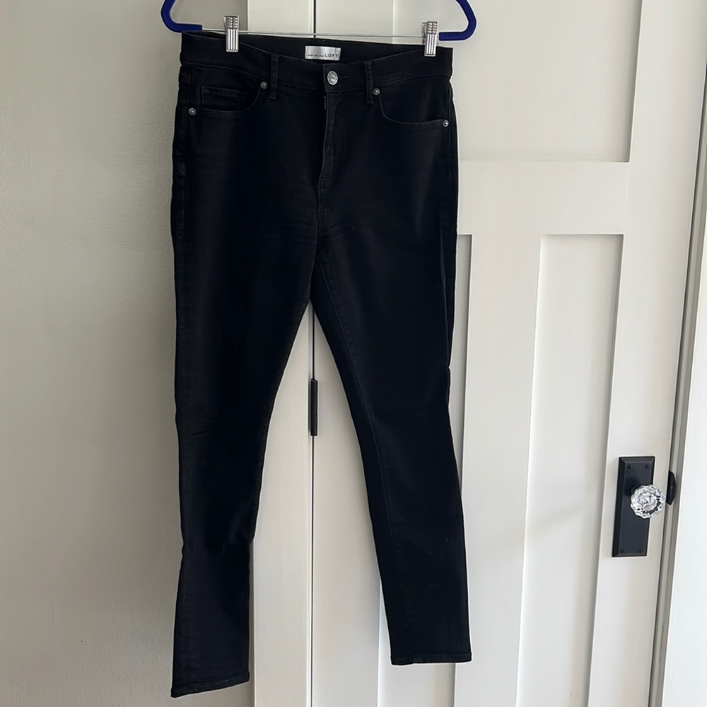 LOFT Jeans Black High Waist Slim Pockets Skinny Ankle sz 8 or 29
